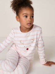 The White Company Pink Cotton Striped Jingles Slim Fit Pyjamas - Image 4 of 4