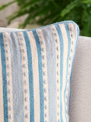 Blue 50 x 50cm Indoor Outdoor Woven Stripe Cushion - Image 2 of 4