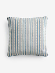 Blue 50 x 50cm Indoor Outdoor Woven Stripe Cushion - Image 3 of 4