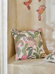 43 x 43cm Indoor Outdoor Embroidered Tropical Floral Cushion - Bild 2 von 5