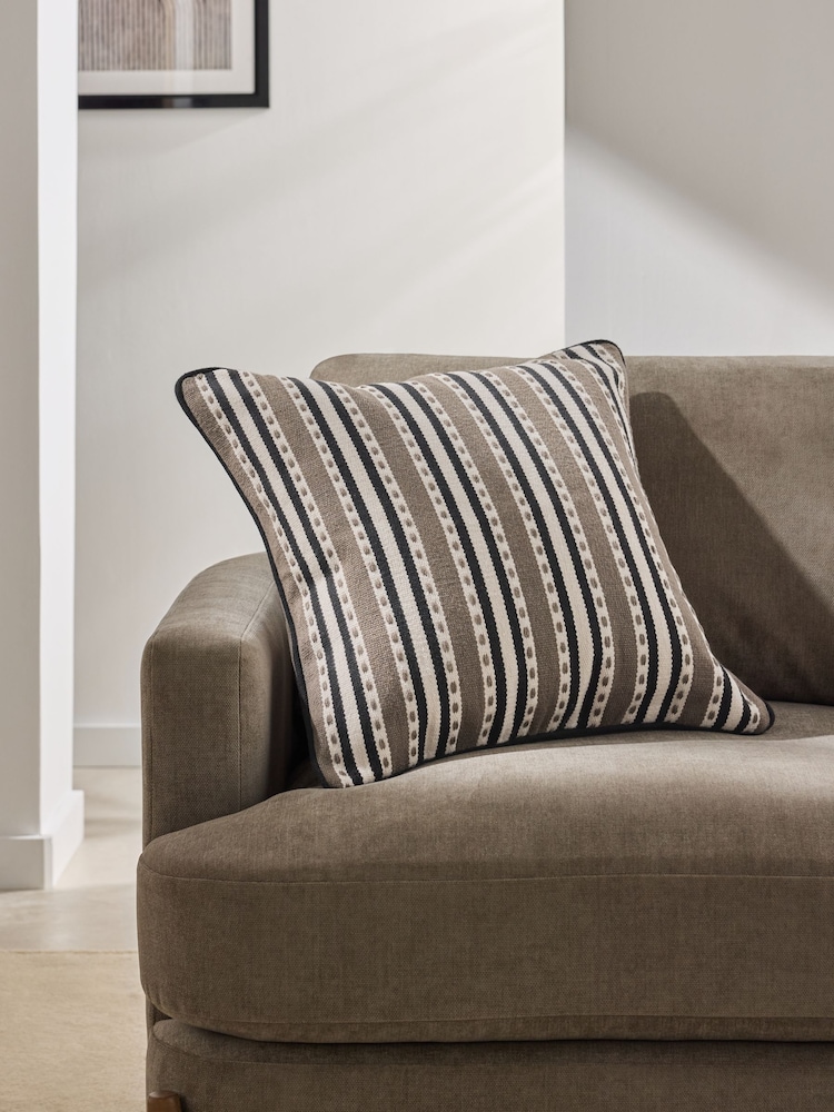 Monochrome 50 x 50cm Indoor Outdoor Woven Stripe Cushion - Image 1 of 5