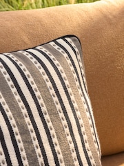 Monochrome 50 x 50cm Indoor Outdoor Woven Stripe Cushion - Image 2 of 5