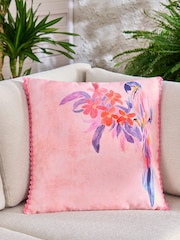 Pink 50 x 50cm Indoor Outdoor Floral Parrot Cushion - Image 1 of 4