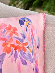 Pink 50 x 50cm Indoor Outdoor Floral Parrot Cushion - Image 2 of 4