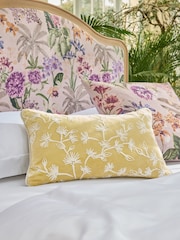 Yellow 50 x 30cm Kew Gardens Embroidered Floral Cushion - Image 1 of 4