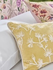 Yellow 50 x 30cm Kew Gardens Embroidered Floral Cushion - Image 2 of 4