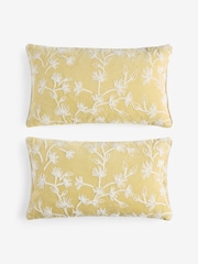 Yellow 50 x 30cm Kew Gardens Embroidered Floral Cushion - Image 3 of 4