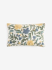 Blue/Yellow 50 x 30cm Embroidered Floral Cushion - Image 3 of 4