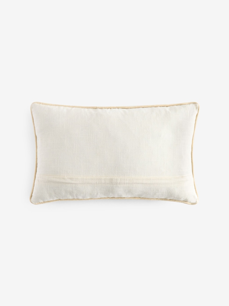 Blue/Yellow 50 x 30cm Embroidered Floral Cushion - Image 4 of 4