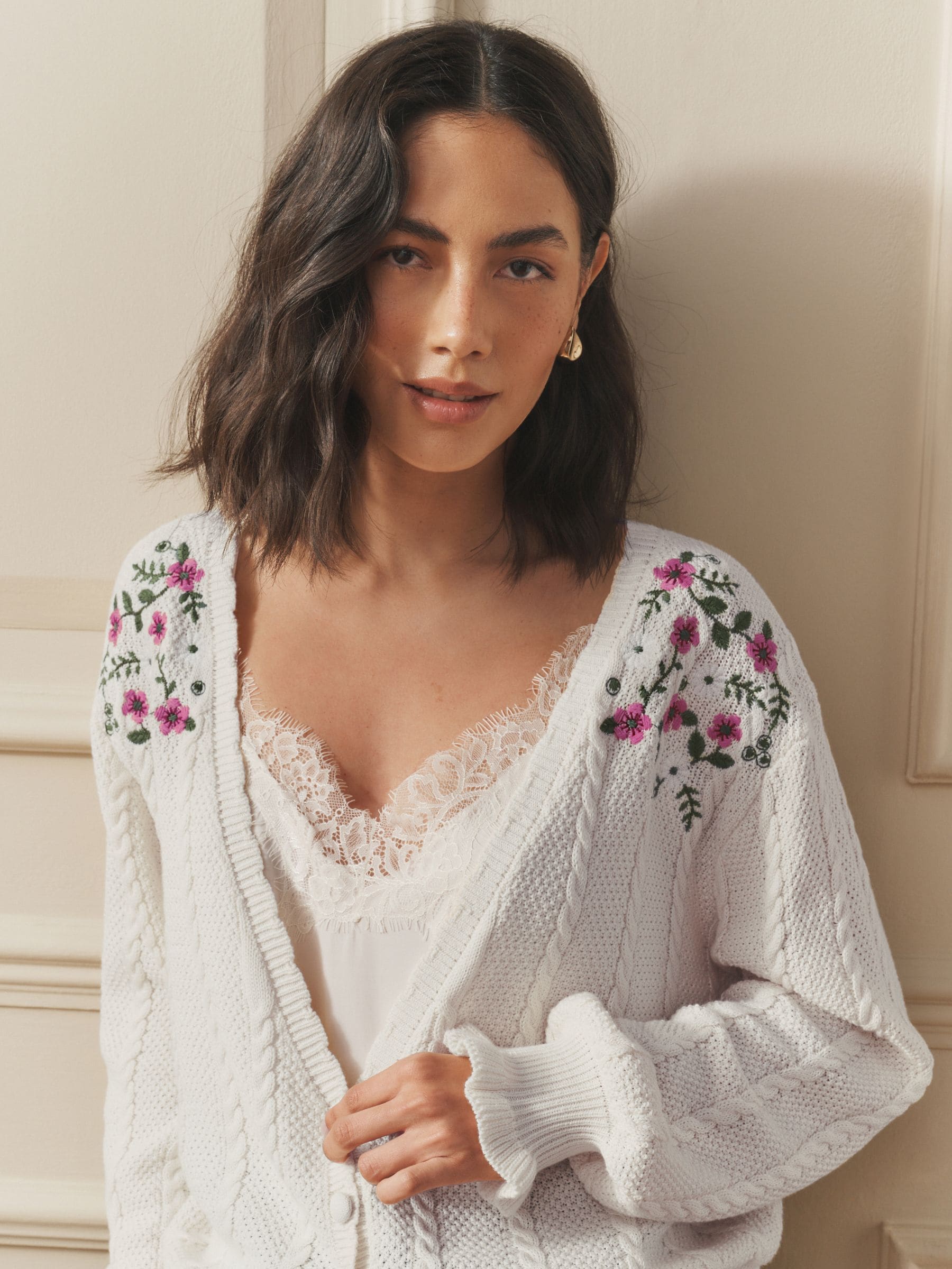 Buy Laura Ashley White Embroidered Archive Floral Print V-Neck