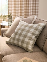 Natural Woven Gingham Check Cushion - Image 1 of 4