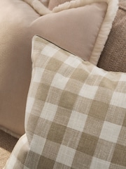Natural Woven Gingham Check Cushion - Image 2 of 4