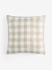 Natural Woven Gingham Check Cushion - Image 4 of 4