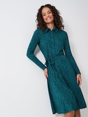 Crew Clothing Blue Emma Jersey Shirt Dress - Image 3 of 4