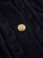 Laura Ashley Navy Blue Chunky Knitted Waistcoat Tank With Nautical Buttons with Wool - Image 11 of 11