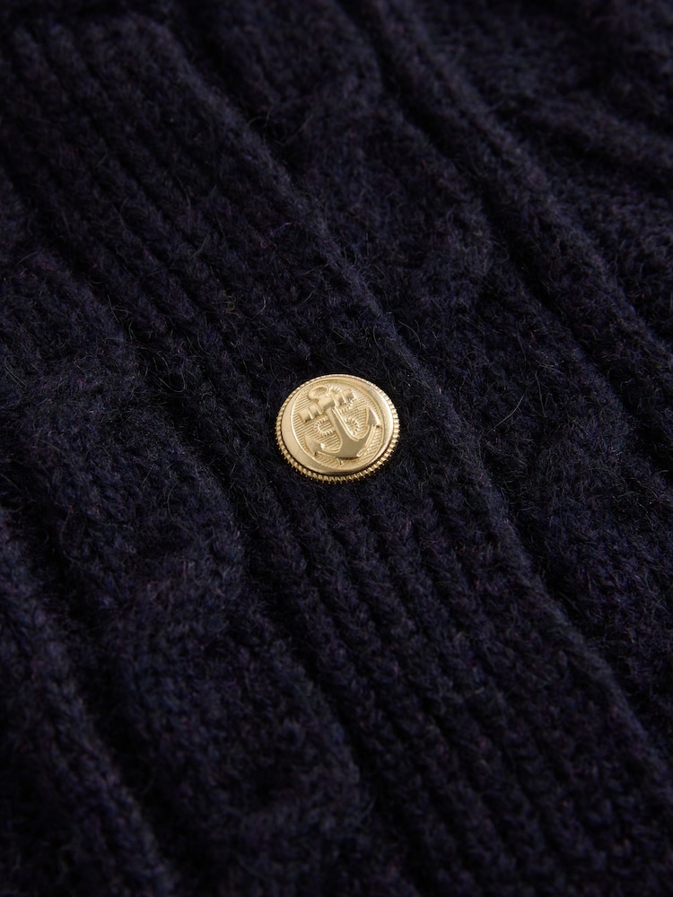 Laura Ashley Navy Blue Chunky Knitted Waistcoat Tank With Nautical Buttons with Wool - Image 11 of 11