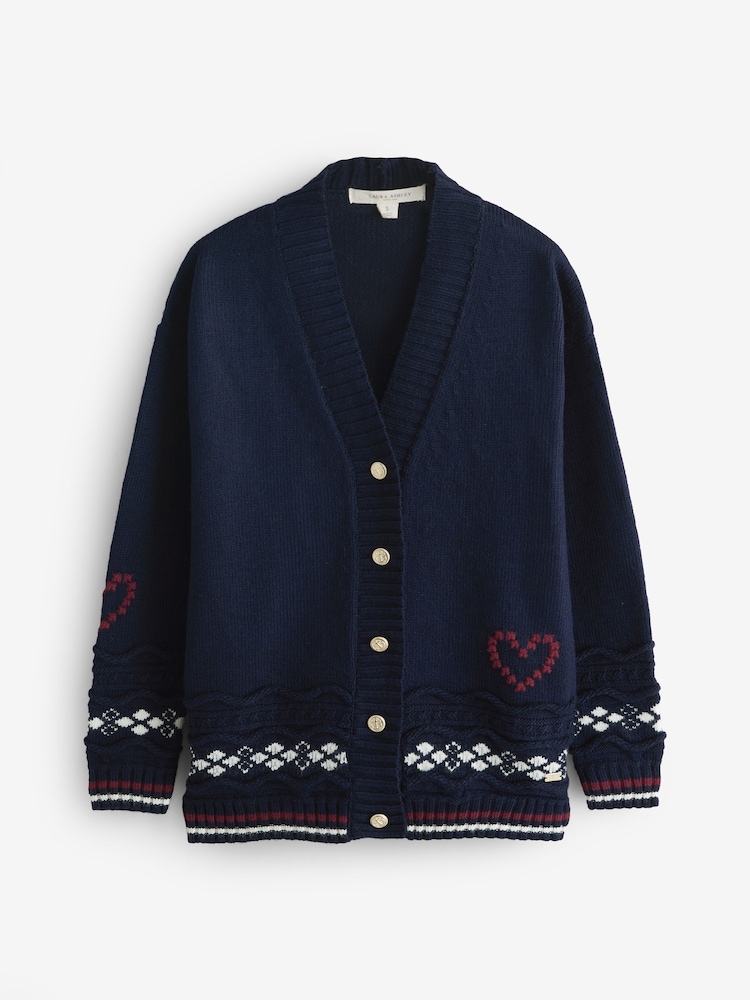 Laura Ashley Navy Homespun Anchor Cardigan - Image 1 of 4