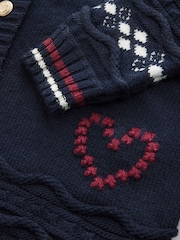 Laura Ashley Navy Homespun Anchor Cardigan - Image 2 of 4