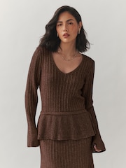 Laura Ashley Peplum V-Neck Jumper - Bild 2 von 4