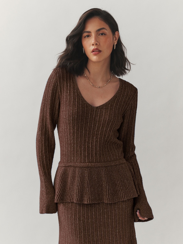 Laura Ashley Peplum V-Neck Jumper - Bild 2 von 4