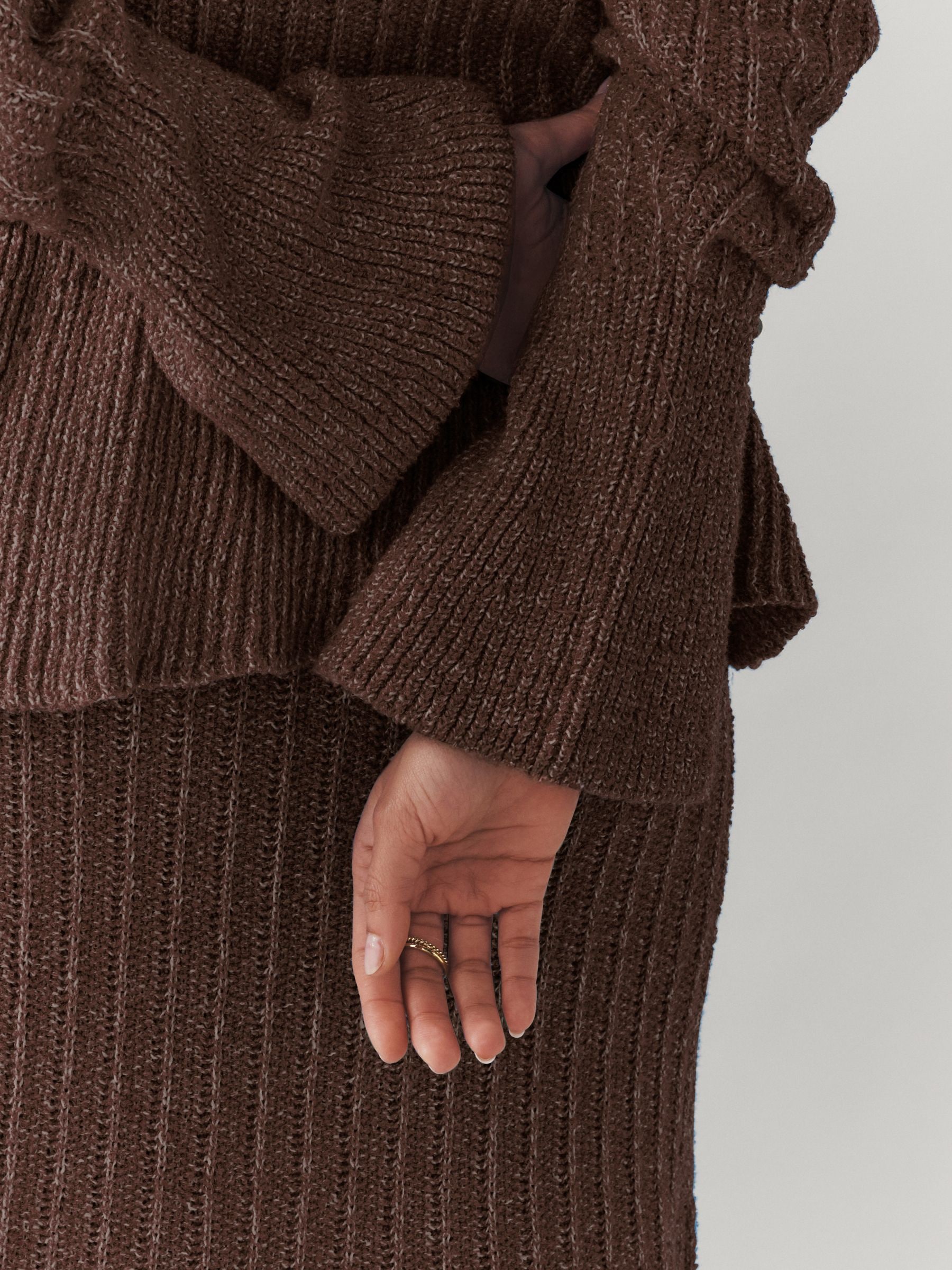 Buy Laura Ashley Chocolate Brown Peplum V-Neck Jumper from Next USA
