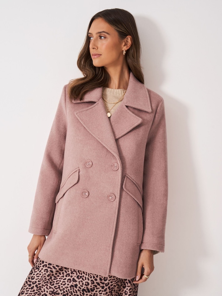 Crew Clothing Pink Wool Peacoat - Image 1 of 4