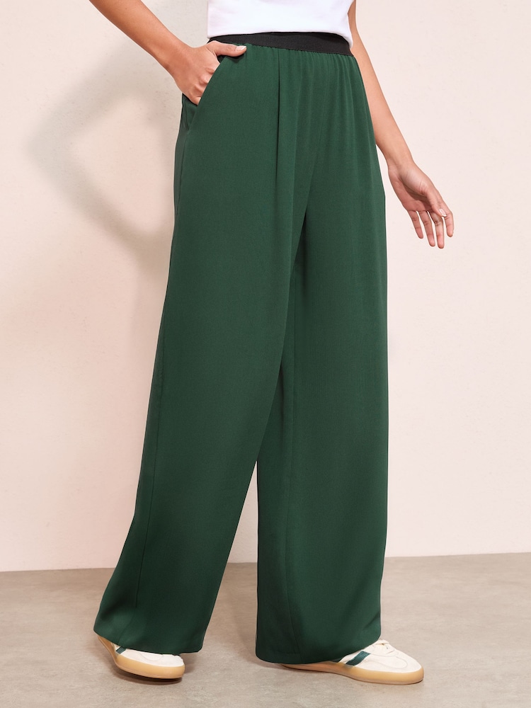 Friends Like These Green Elasticated Waist Trousers - Image 2 of 4 Friends Like These Green Elasticated Waist Trousers - Image 2 of 4