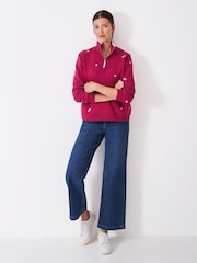 Crew Clothing Pink Embroidered Half Zip Sweatshirt - Image 3 of 4