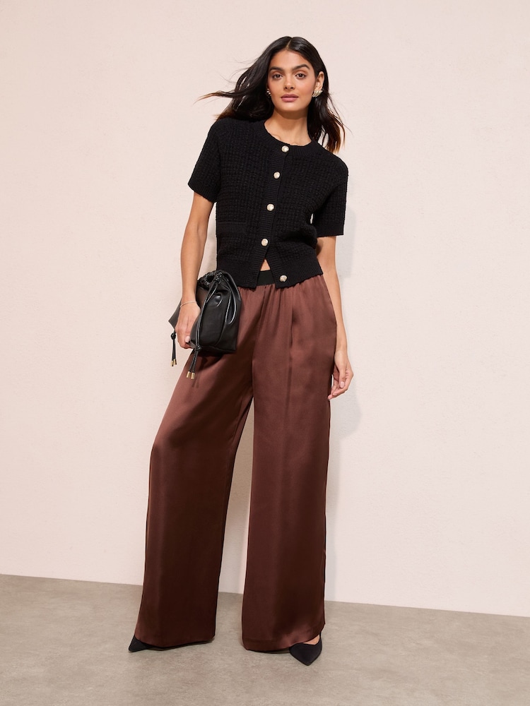 Friends Like These Brown Elasticated Waist Trousers - Image 1 of 4 Friends Like These Brown Elasticated Waist Trousers - Image 1 of 4