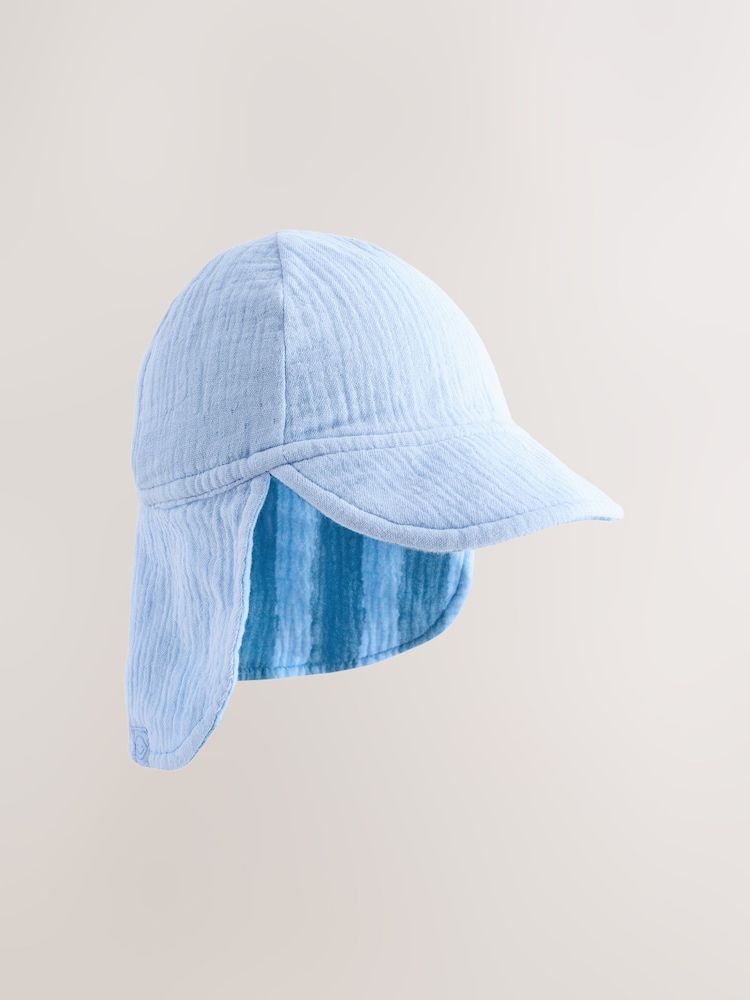 Blue Tonal Stripe Legionnaire Baby Summer Hat (0mths-2yrs) - Image 1 of 4