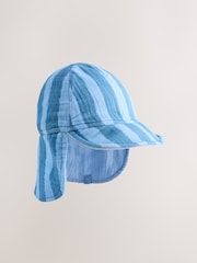 Blue Tonal Stripe Legionnaire Baby Summer Hat (0mths-2yrs) - Image 2 of 4