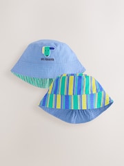 Green Stripe / Dog embroidery Baby - 漁夫帽 2 件裝（0 個月-2 歲） - 圖片 1，共 6