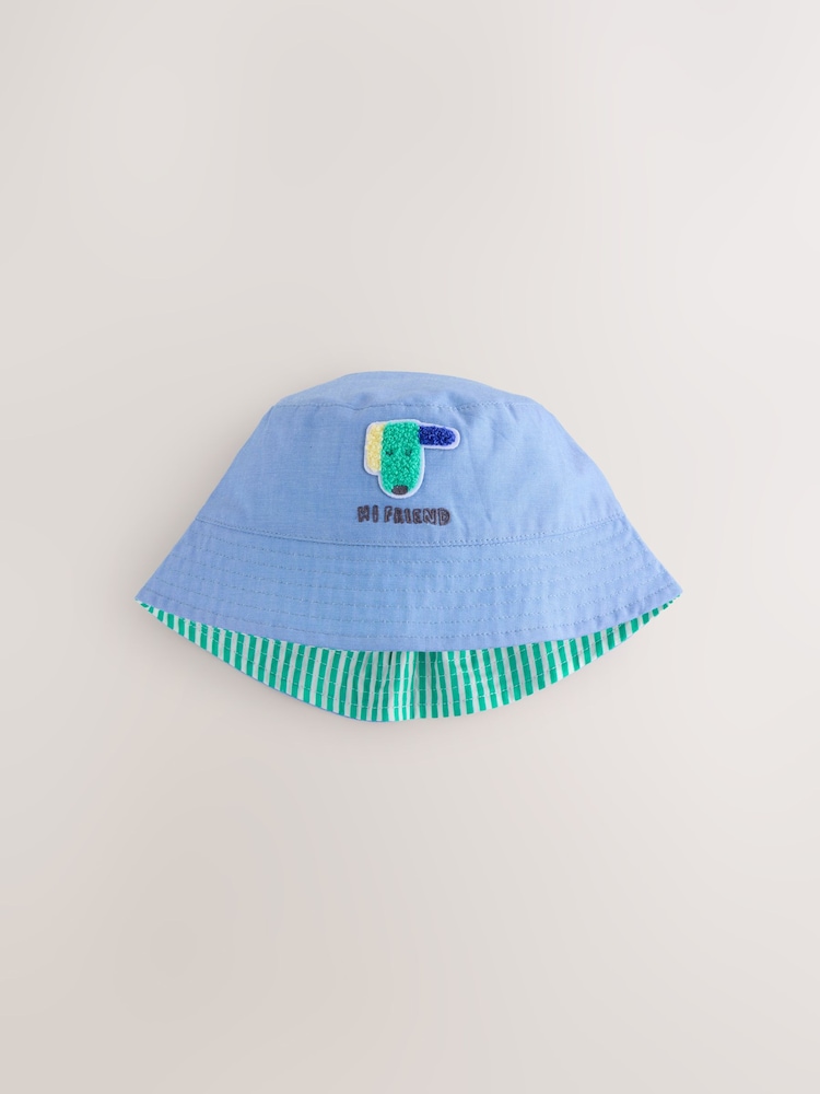 Green Stripe / Dog embroidery Baby - 漁夫帽 2 件裝（0 個月-2 歲） - 圖片 2，共 6