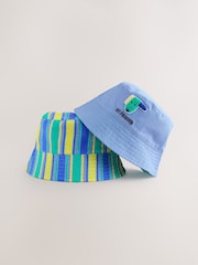 Green Stripe / Dog embroidery Baby - 漁夫帽 2 件裝（0 個月-2 歲） - 圖片 4，共 6