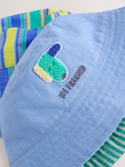 Green Stripe / Dog embroidery Baby - 漁夫帽 2 件裝（0 個月-2 歲） - 圖片 6，共 6