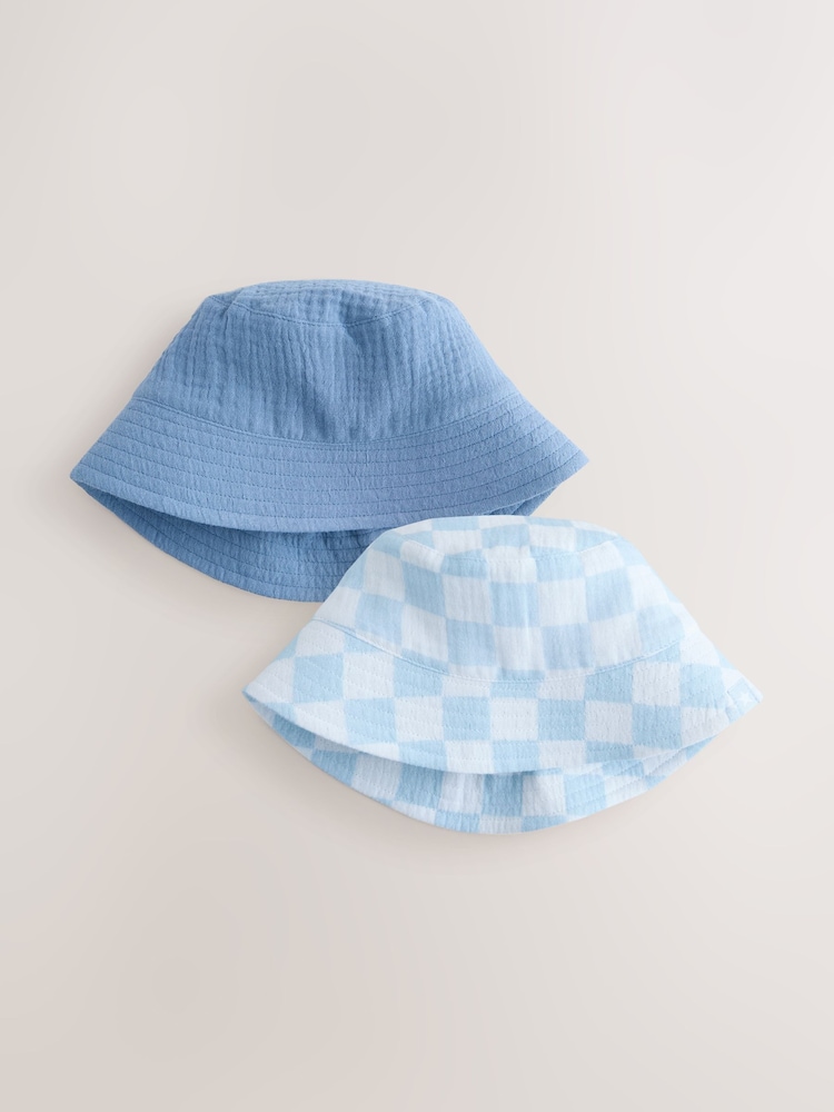 Blue Bucket Hats 2 Pack (0mths-2yrs) - Image 1 of 5