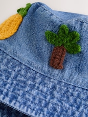 Denim Crochet Fruit Embroidered Baby Bucket Hat (0mths-2yrs) - Image 2 of 3