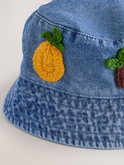 Denim Crochet Fruit Embroidered Baby Bucket Hat (0mths-2yrs) - Image 3 of 3
