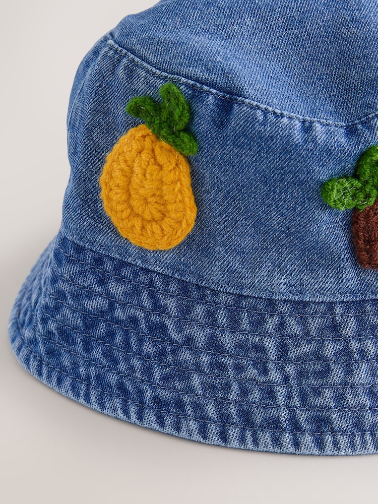 Denim Crochet Fruit Embroidered Baby Bucket Hat (0mths-2yrs) - Image 3 of 3