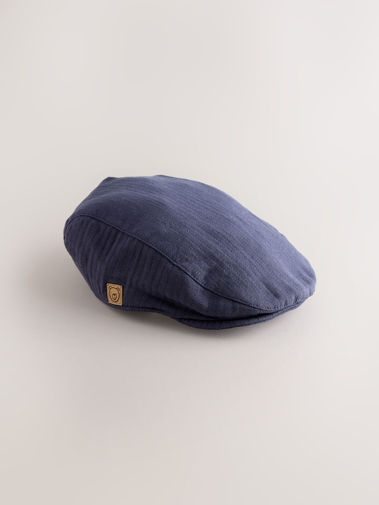 Navy Blue Woven Baby Flat Cap (0mths-2yrs) - Image 1 of 3