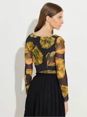Star by Julien MacDonald Yellow Square Neck Mesh Top - Image 2 of 6