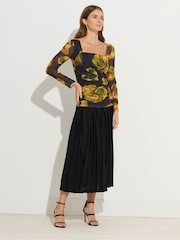Star by Julien MacDonald Yellow Square Neck Mesh Top - Image 3 of 6