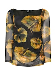 Star by Julien MacDonald Yellow Square Neck Mesh Top - Image 6 of 6