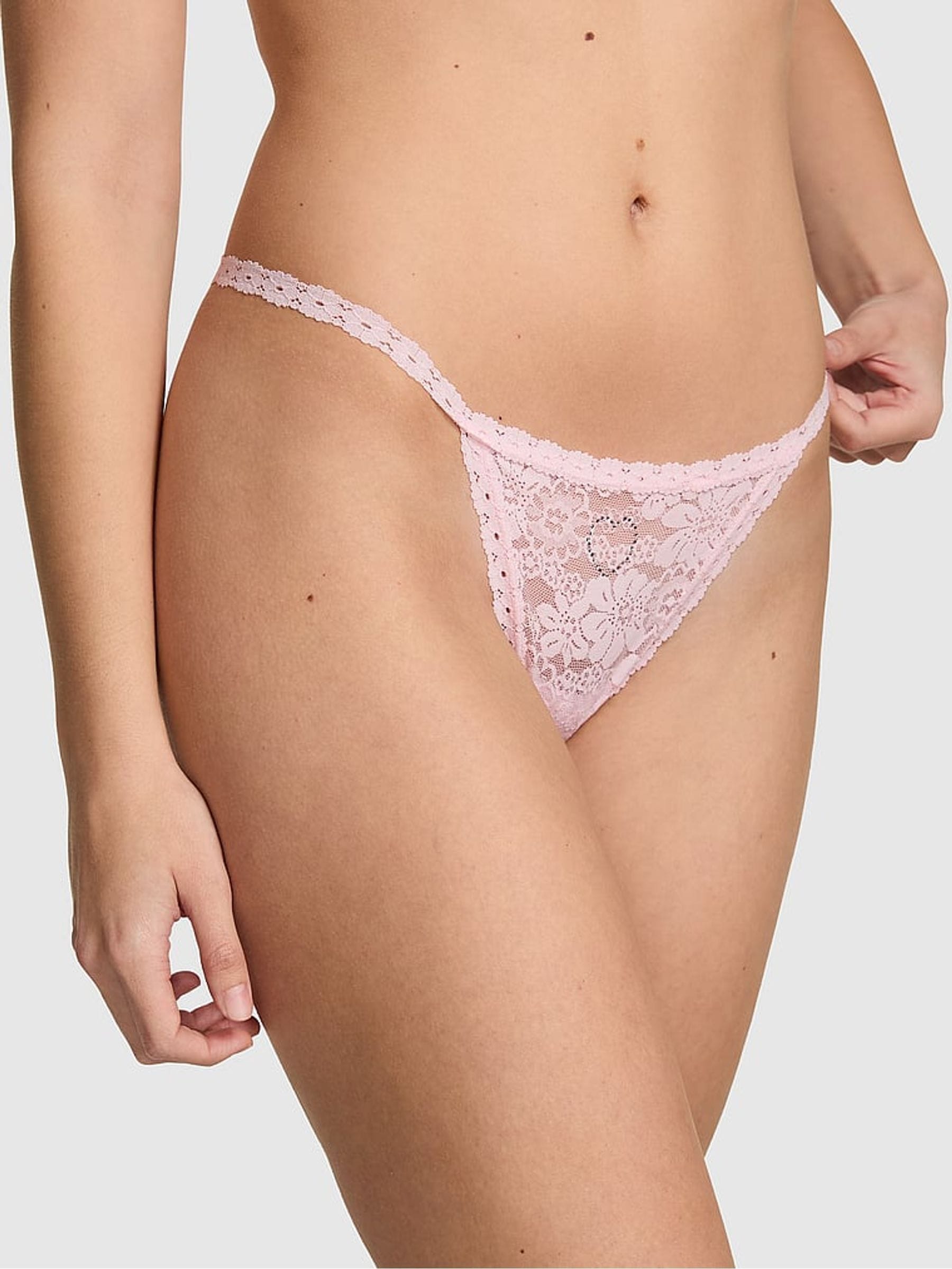 Victoria's Secret PINK Pink Tulip G-String Floral Lace Knickers