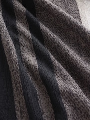 Grey/Red Stripe Asymmetric Pleated Drape Short Sleeve Top - Image 8 of 8