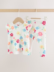 White Flower Rib Top and Leggings Baby Set 2 Piece (0mths-2yrs) - Image 1 of 14