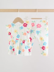 White Flower Rib Top and Leggings Baby Set 2 Piece (0mths-2yrs) - Image 2 of 14