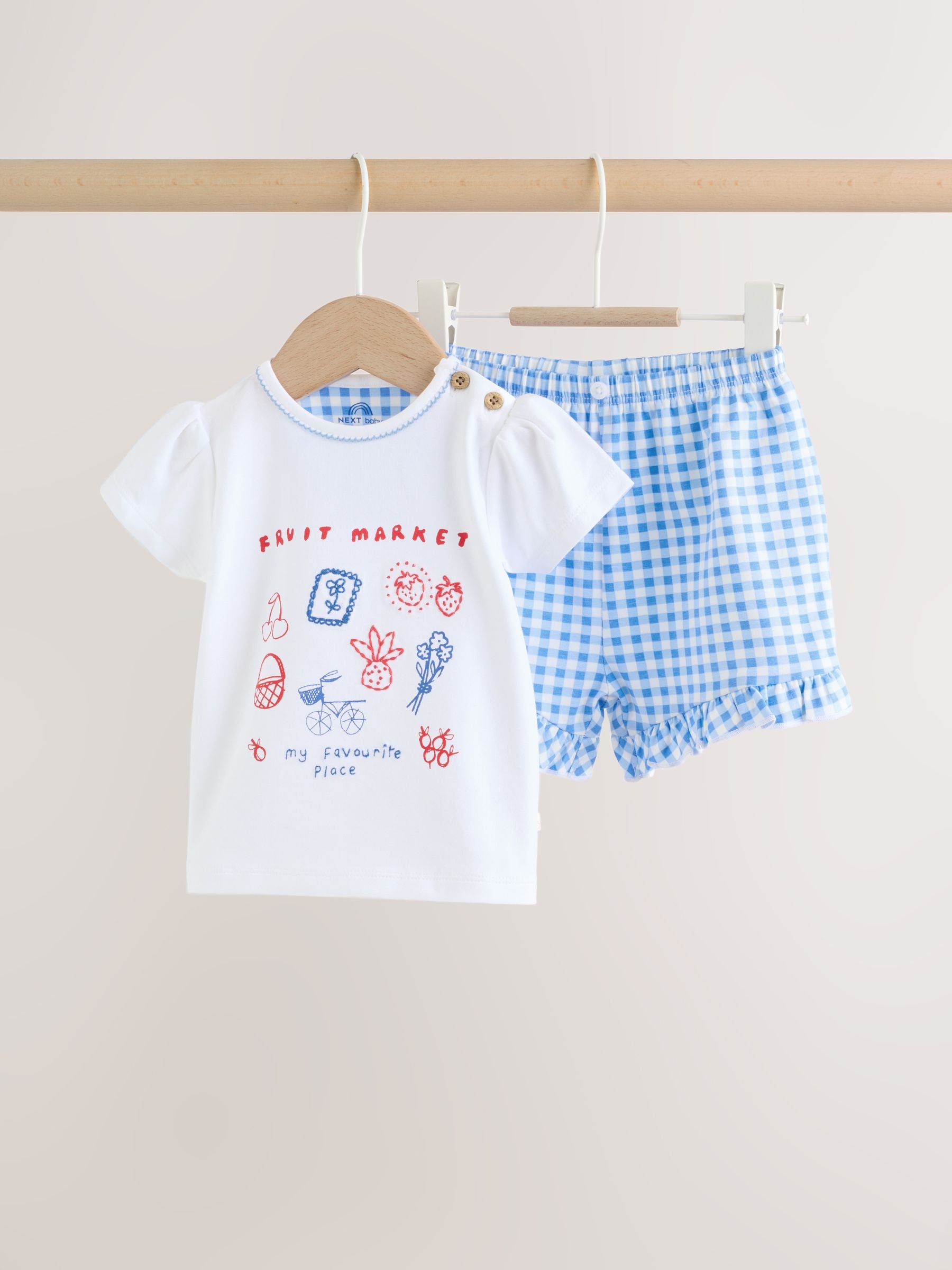 Magrit Short Set Milk　2-3y Buy White Picnic Short Sleeve Baby Top and Short Set 2 Piece
