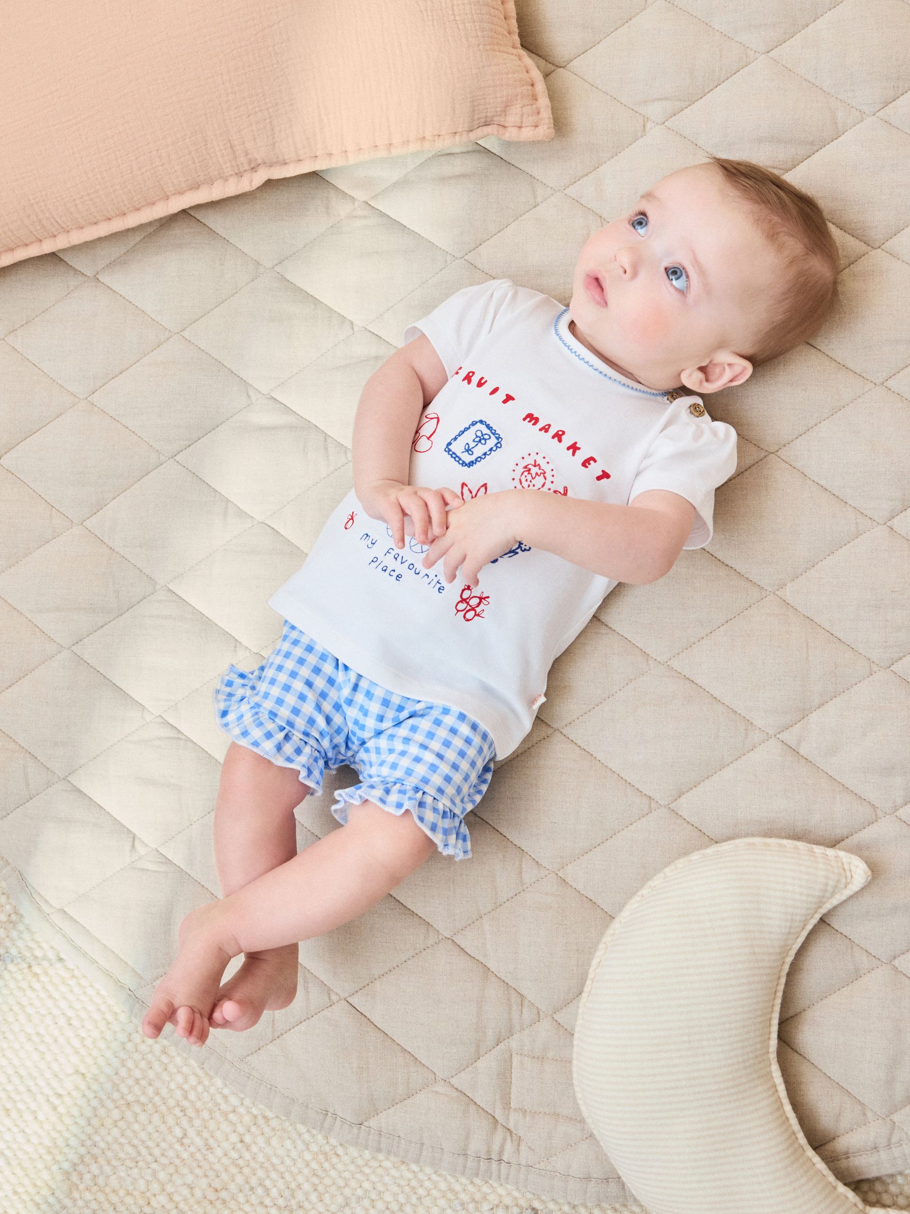 Buy White Picnic Short Sleeve Baby Top and Short Set 2 Piece