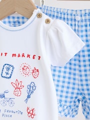 White Picnic - Short Sleeve Baby Top and Short Set 2 Piece (0mths-2yrs) - Imaginea 7 din 13